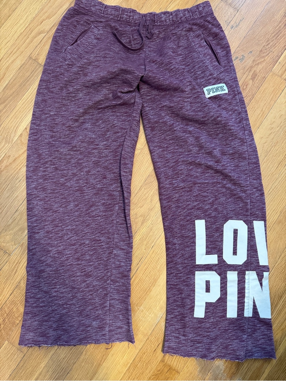 PINK Victoria's Secret Maroon Heather Wide-Leg Sweatpants